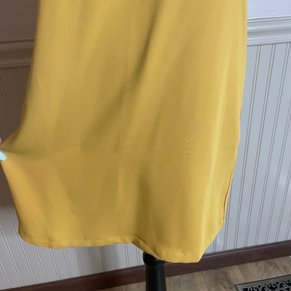 Nicole Miller Mustard Ruffle Sleeve Midi Dress - Picture 7 of 12